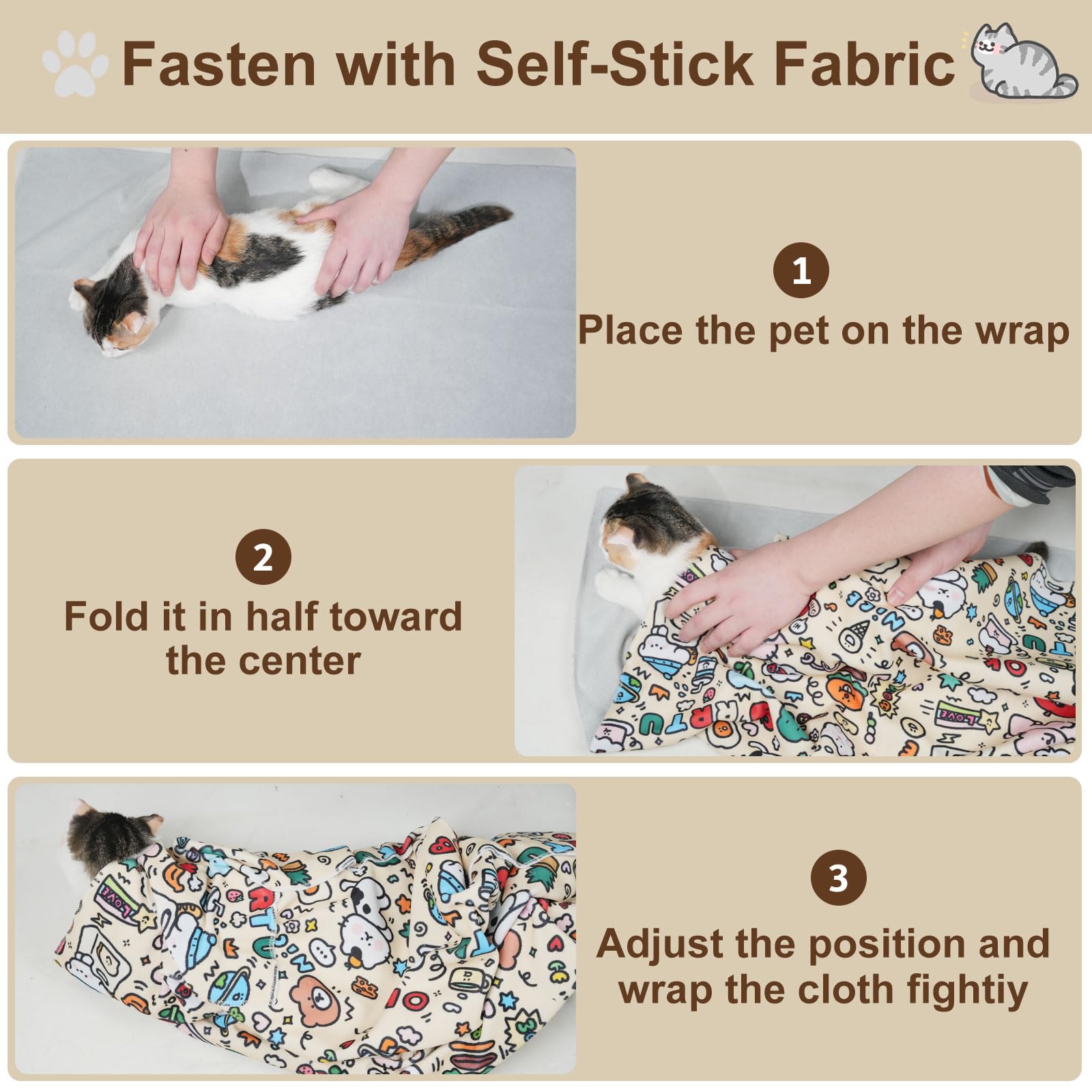 maiwoste elephant cat wrap easy-clean after grooming