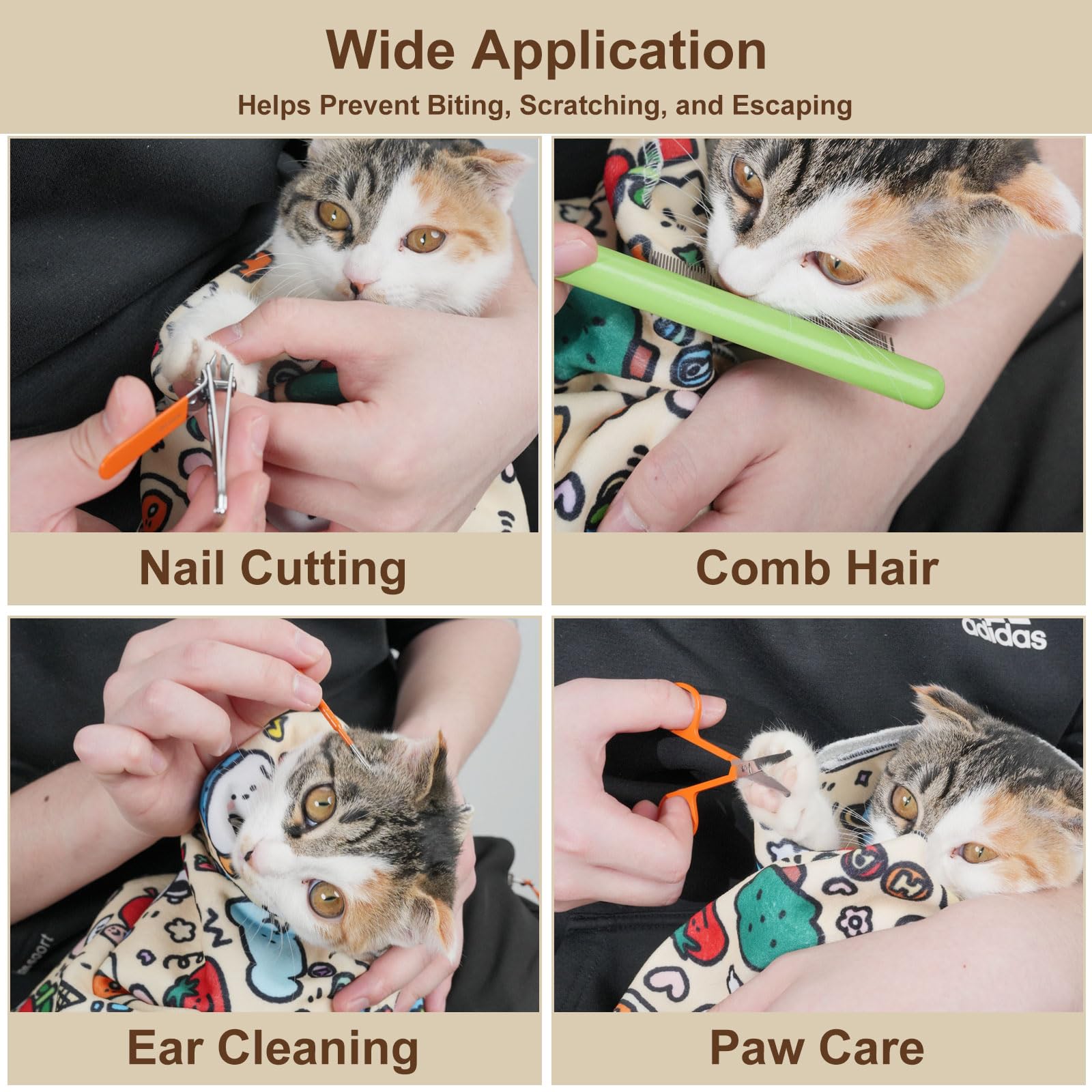 maiwoste elephant cat wrap soft fabric for gentle grooming