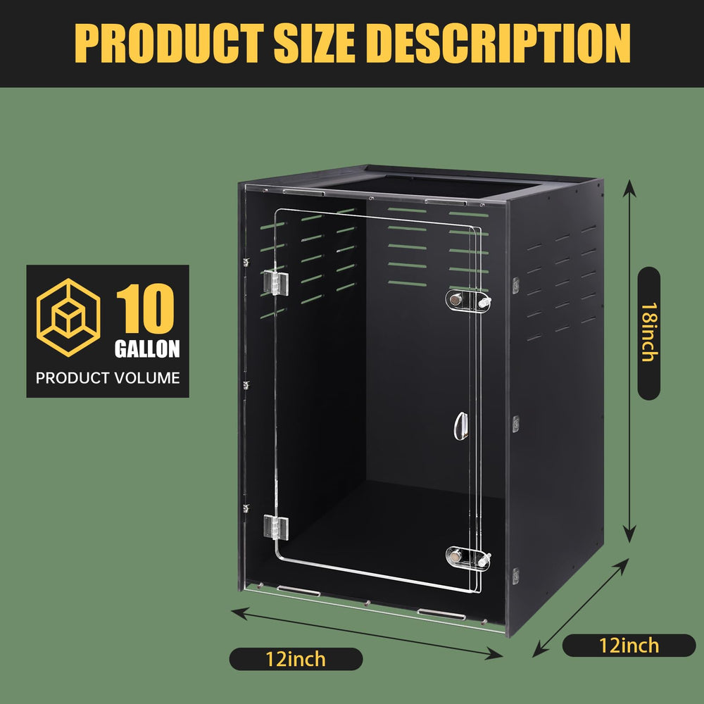 maiyuolg reptile tank 12x12x18 interior close-up highlights dark interior for secure hiding