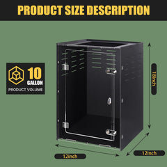 maiyuolg reptile tank 12x12x18 interior close-up highlights dark interior for secure hiding