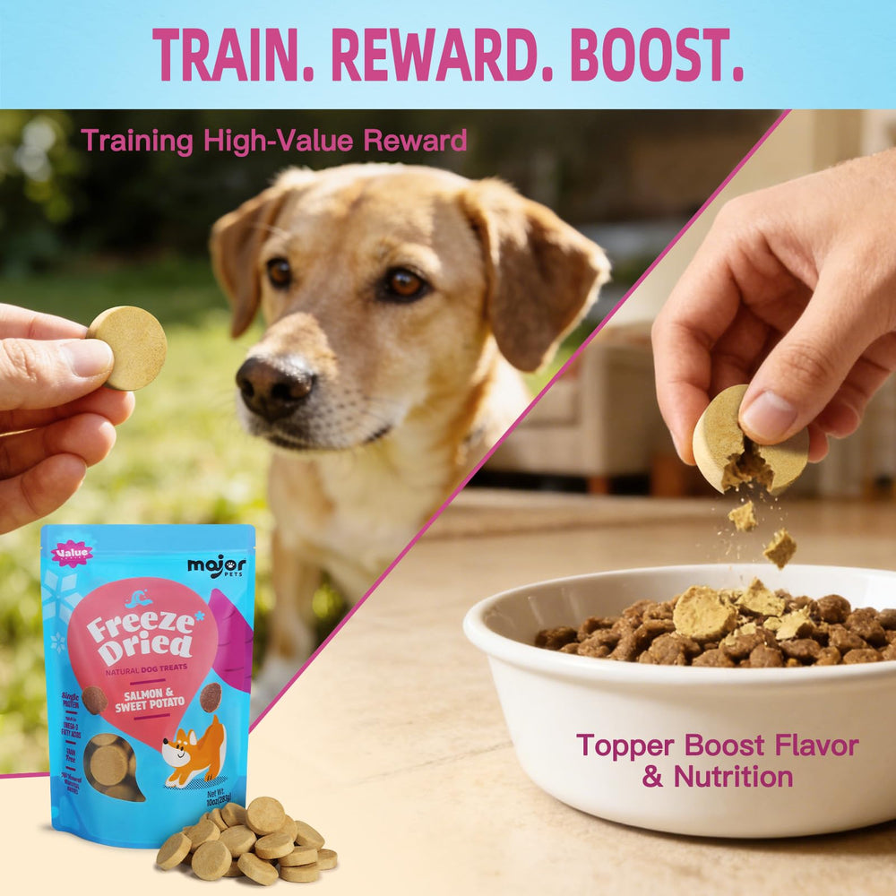 MAJOR PETS Meal topper option—sprinkle over kibble for enhanced flavor.