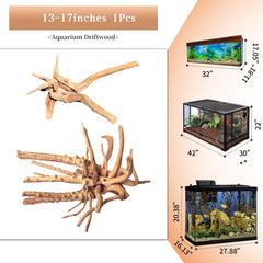 majoywoo driftwood aquarium decor 13-17 inches adds authentic texture and hideouts