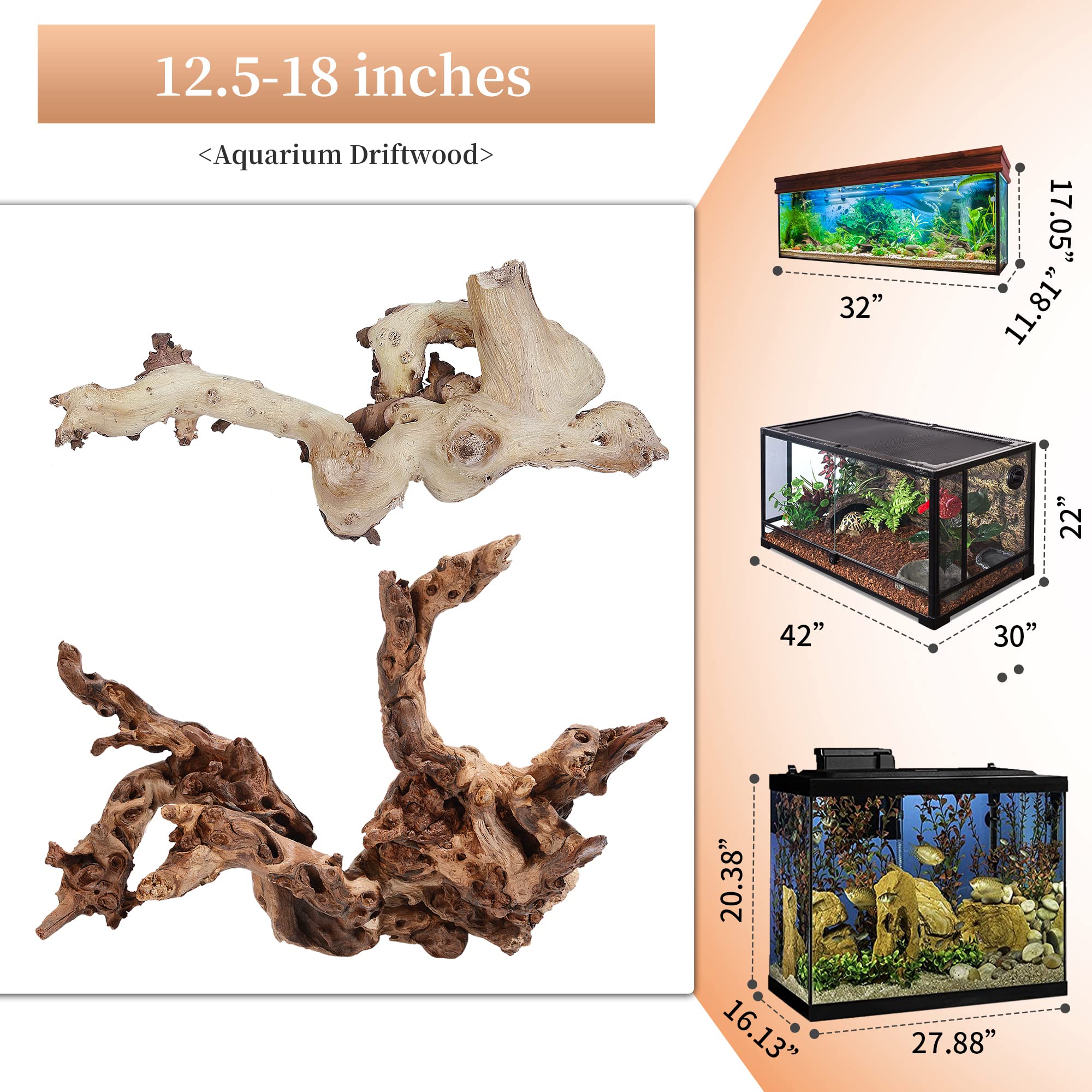 Majoywoo natural driftwood enhances aquarium decor with unique shapes.