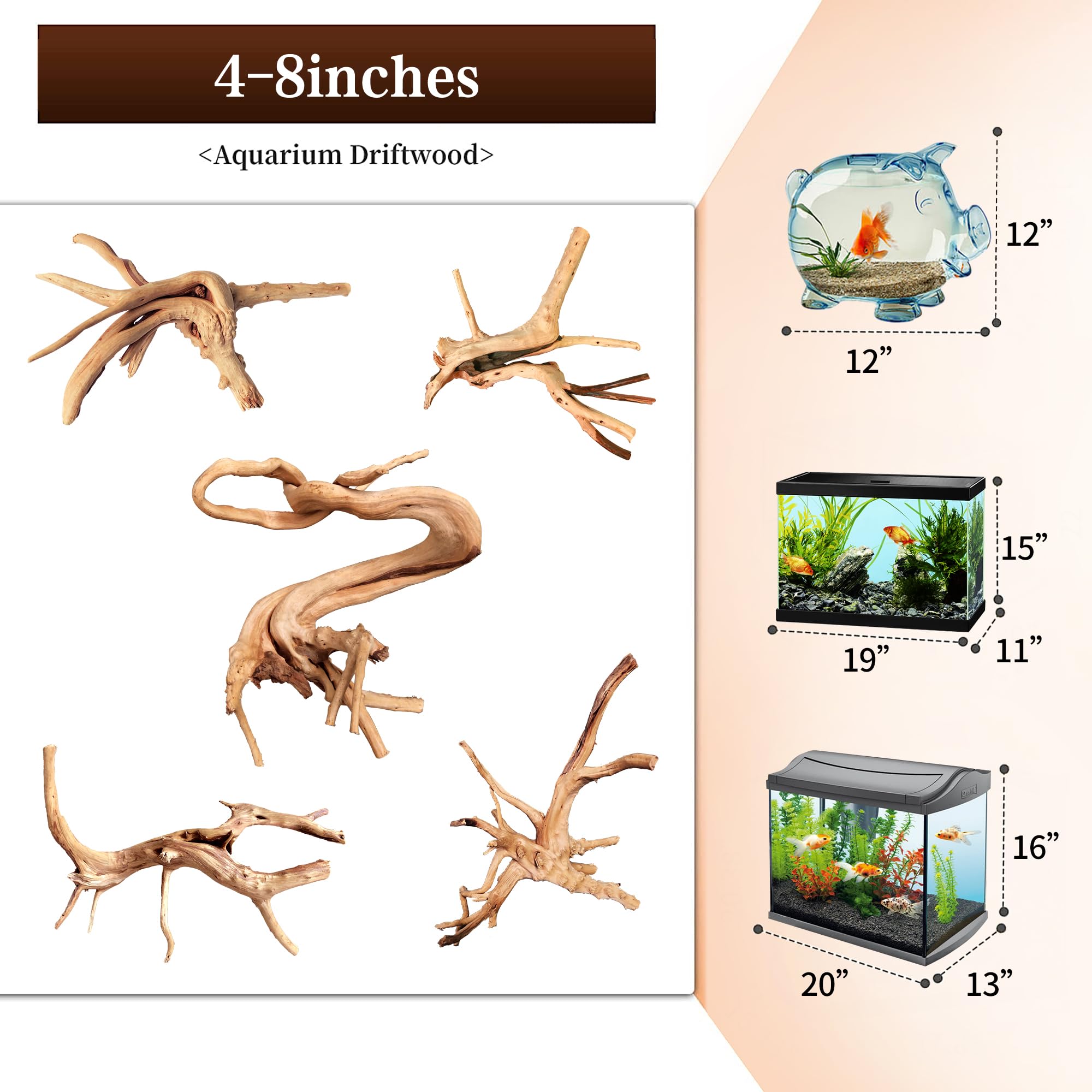 majoywoo spider wood branch 4-8inch showcases unique texture from multiple angles.