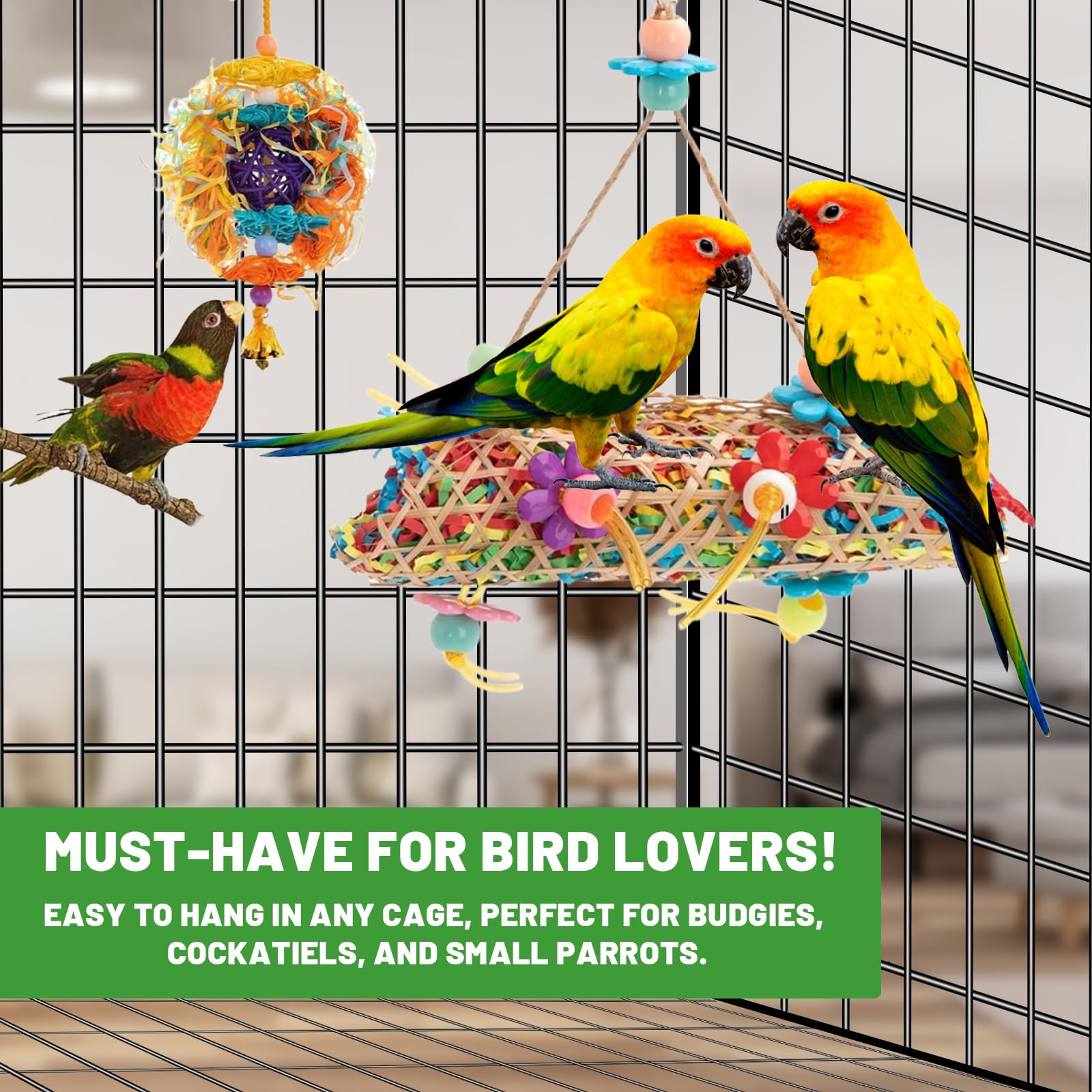 MAJUSTA bird-safe materials ensure durable, non-toxic play for daily use.