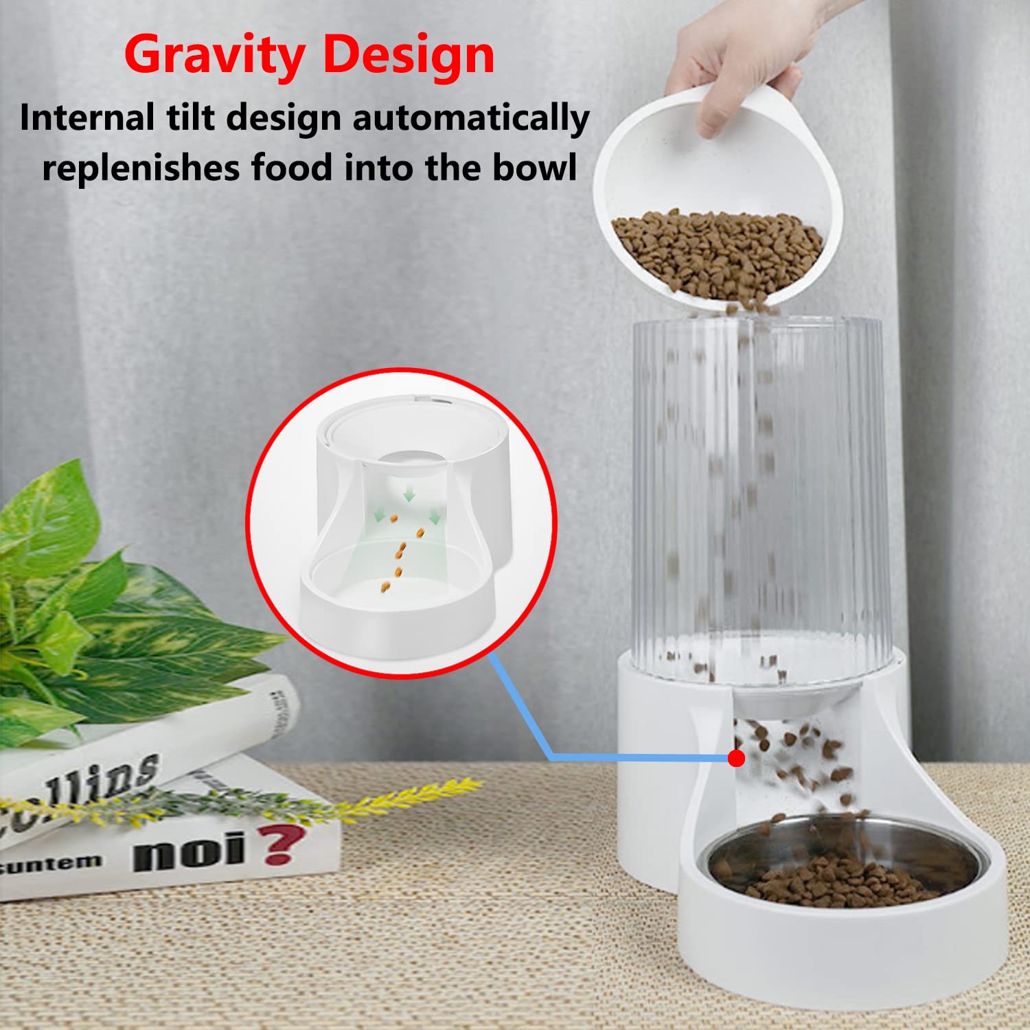 Makikuser Automatic Cat Feeder detachable top lid facilitates quick refills