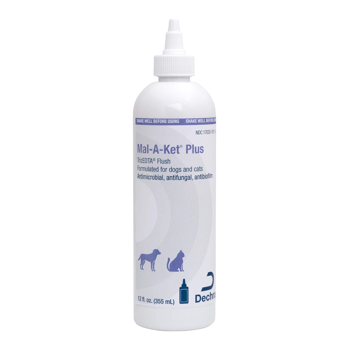 Mal-A-Ket Plus TrizEDTA Flush 12oz bottle front for easy at-home skin care.