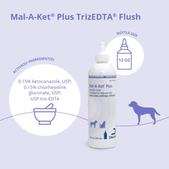 Mal-A-Ket Plus TrizEDTA Flush USA-made label signals quality and pet skincare.
