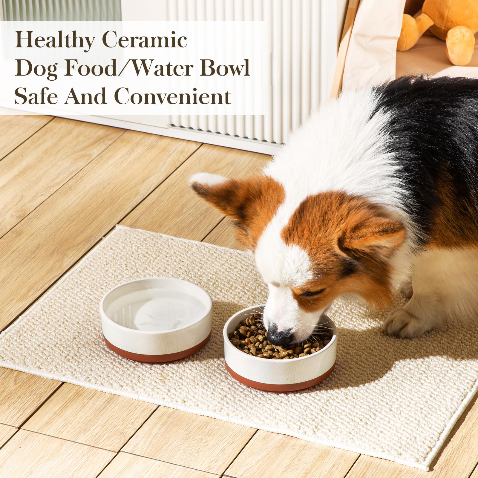 MALACASA dog bowls non porous glaze resists odors and stains