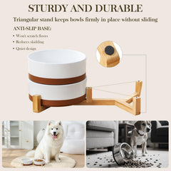 MALACASA double-bowl design shows food and water separation for organized meals