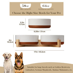 MALACASA large bowl inside wooden stand for larger dogs feeding ease