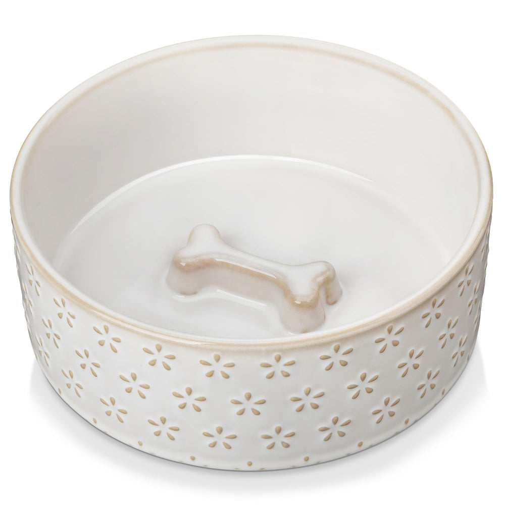 MALACASA Lydia dog bowl with embossed honeycomb texture for stylish meals