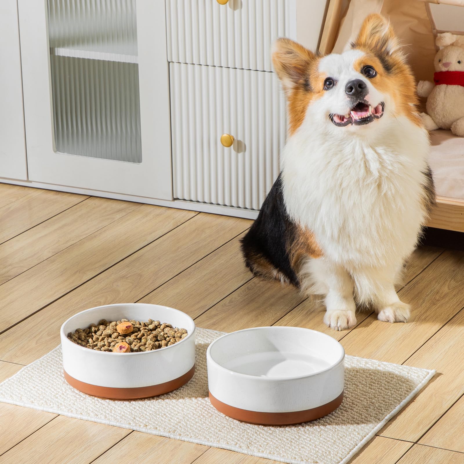 MALACASA thickened-wall ceramic bowl durability for active dogs.