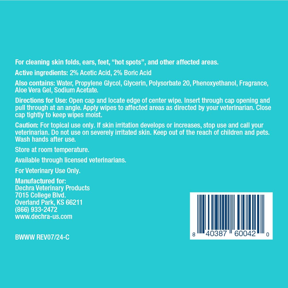 MalAcetic Wet Wipes usage scene emphasizing cleansing and gentle care for pet skin.