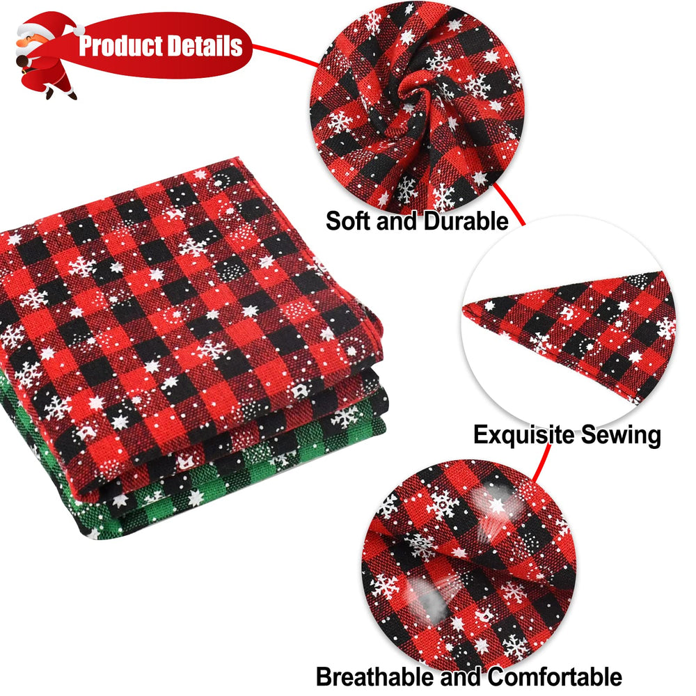 Malier bandana plaid snowflake detail red close up ideal for holiday photos
