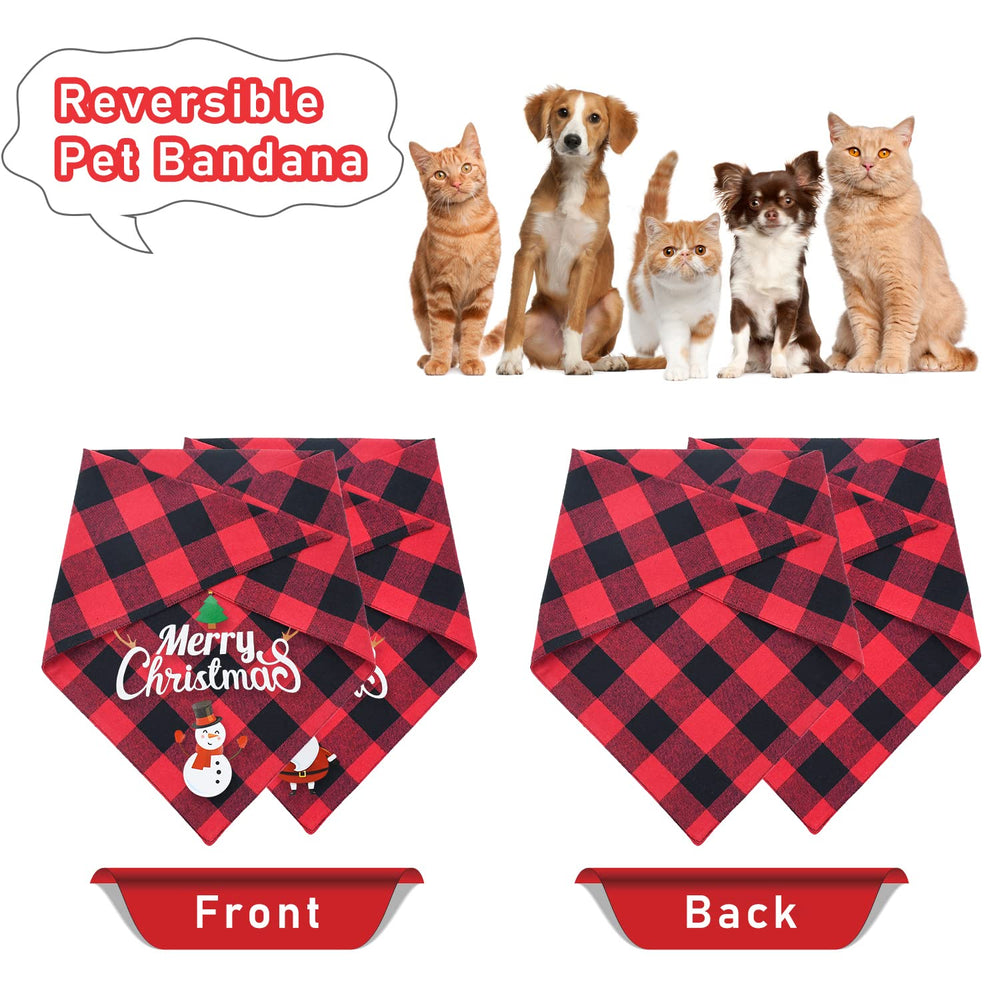 Malier buffalo plaid kerchief on cat or dog adds festive costume flair.