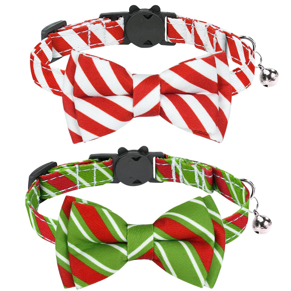 Malier Christmas cat collar with red stripe, bow and bell adds festive style