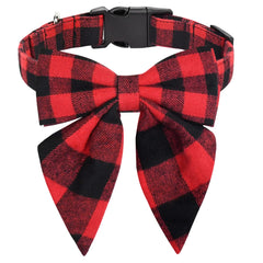 Malier Christmas dog collar with bow-tie front view shows festive style and secure fit.