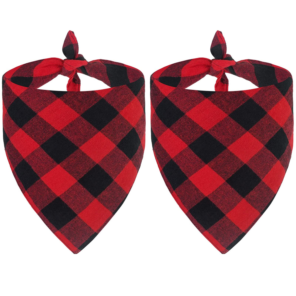 Malier Christmas plaid bandana small on dog showing festive style and adjustable fit.