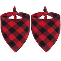 Malier Christmas plaid bandana small on dog showing festive style and adjustable fit.