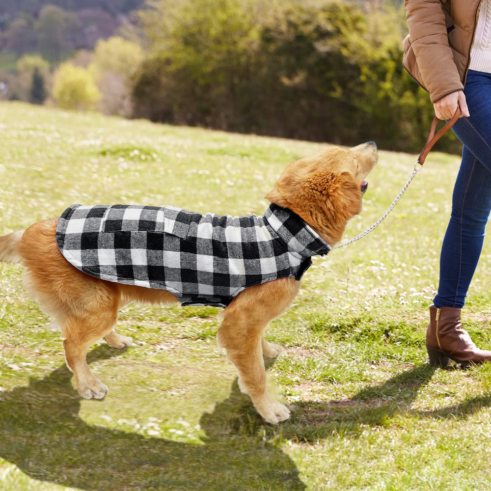 Malier Classic Plaid Fleece Dog Coat machine washable for easy care