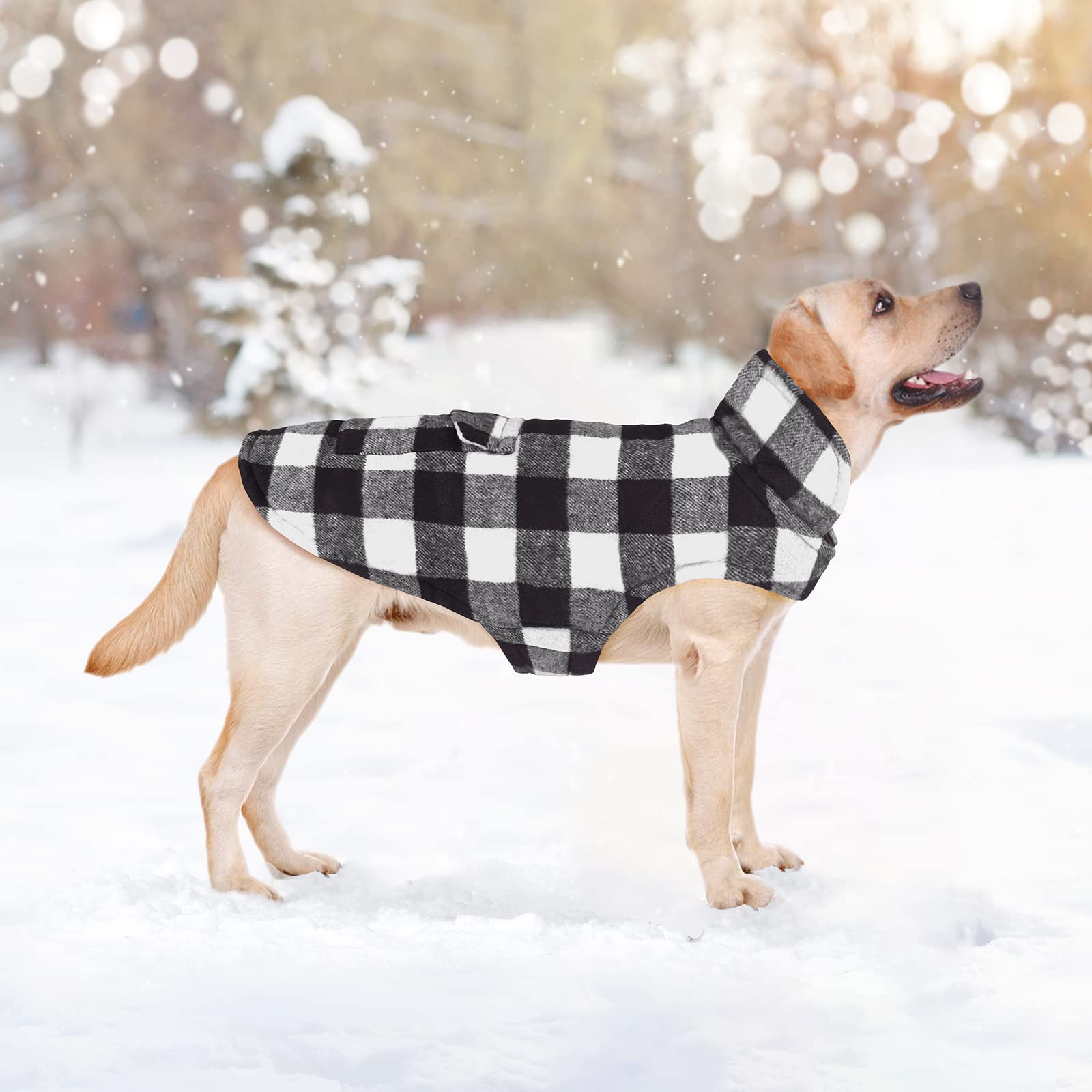 Malier Classic Plaid Fleece Dog Coat inner fleece lining for cozy comfort