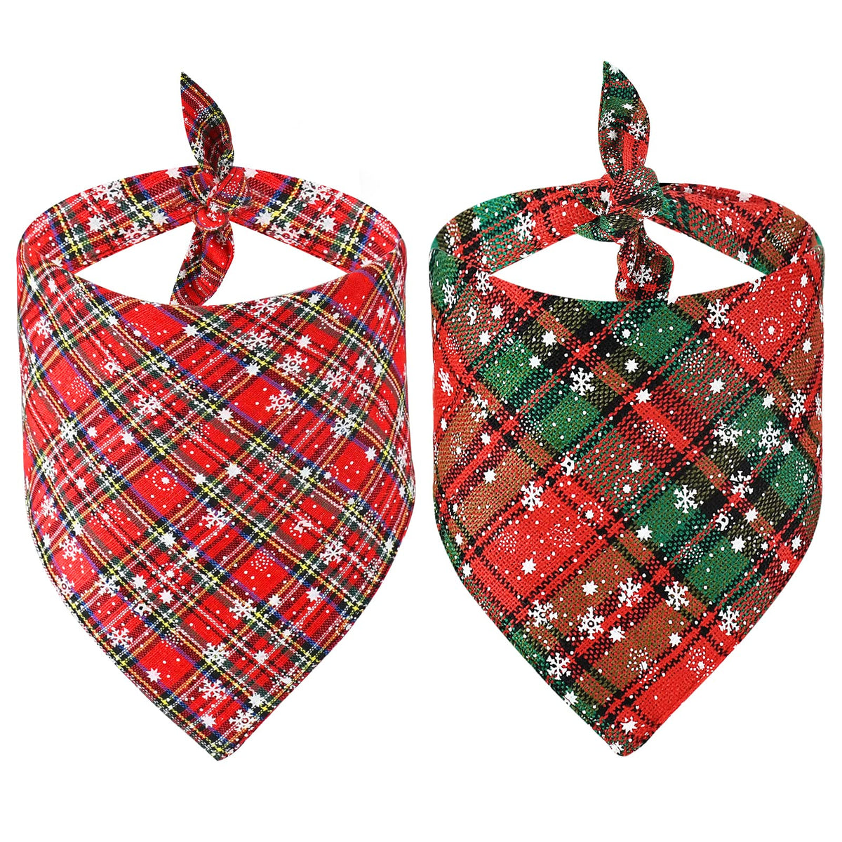 Malier dog bandana with buffalo plaid snowflake design for festive pet style.
