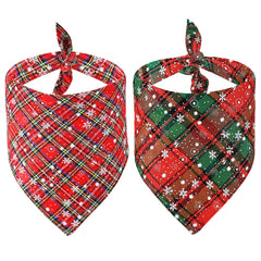 Malier dog bandana with buffalo plaid snowflake design for festive pet style.