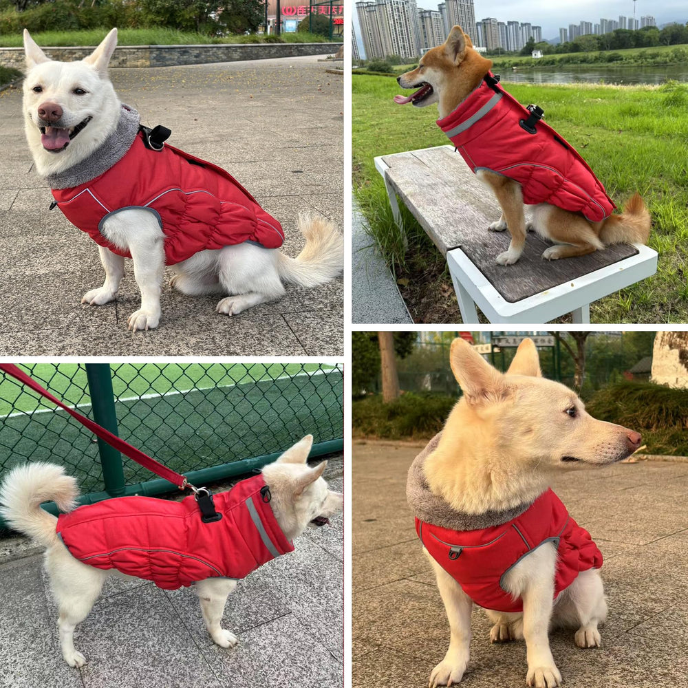 Malier red x-large coat windproof and rain-ready for harsh days.
