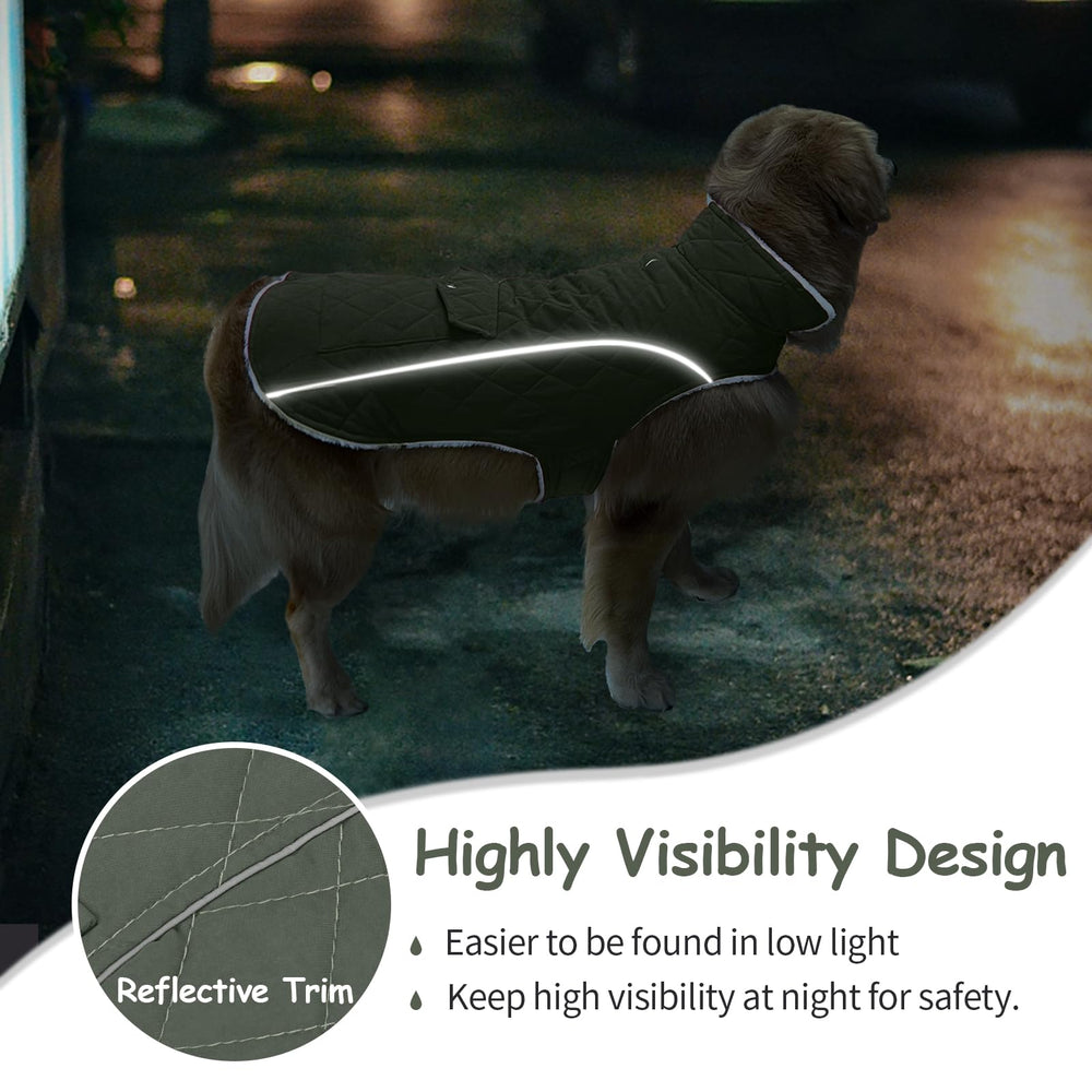 Malier coat showcases easy-on, easy-off belly fastening for comfort.