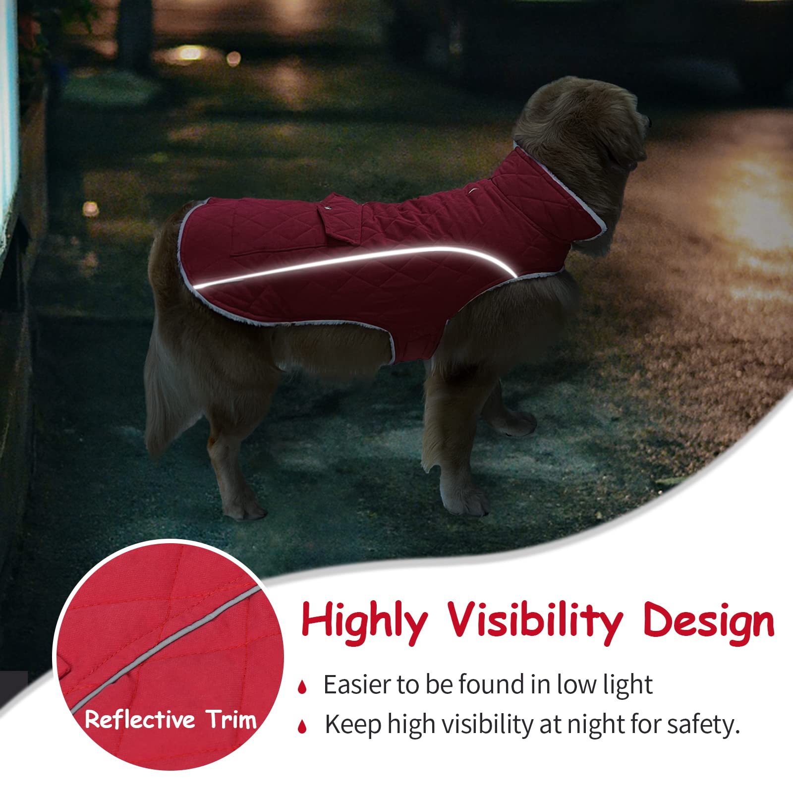Malier dog winter coat windproof fabric keeps dogs comfortable outdoors.