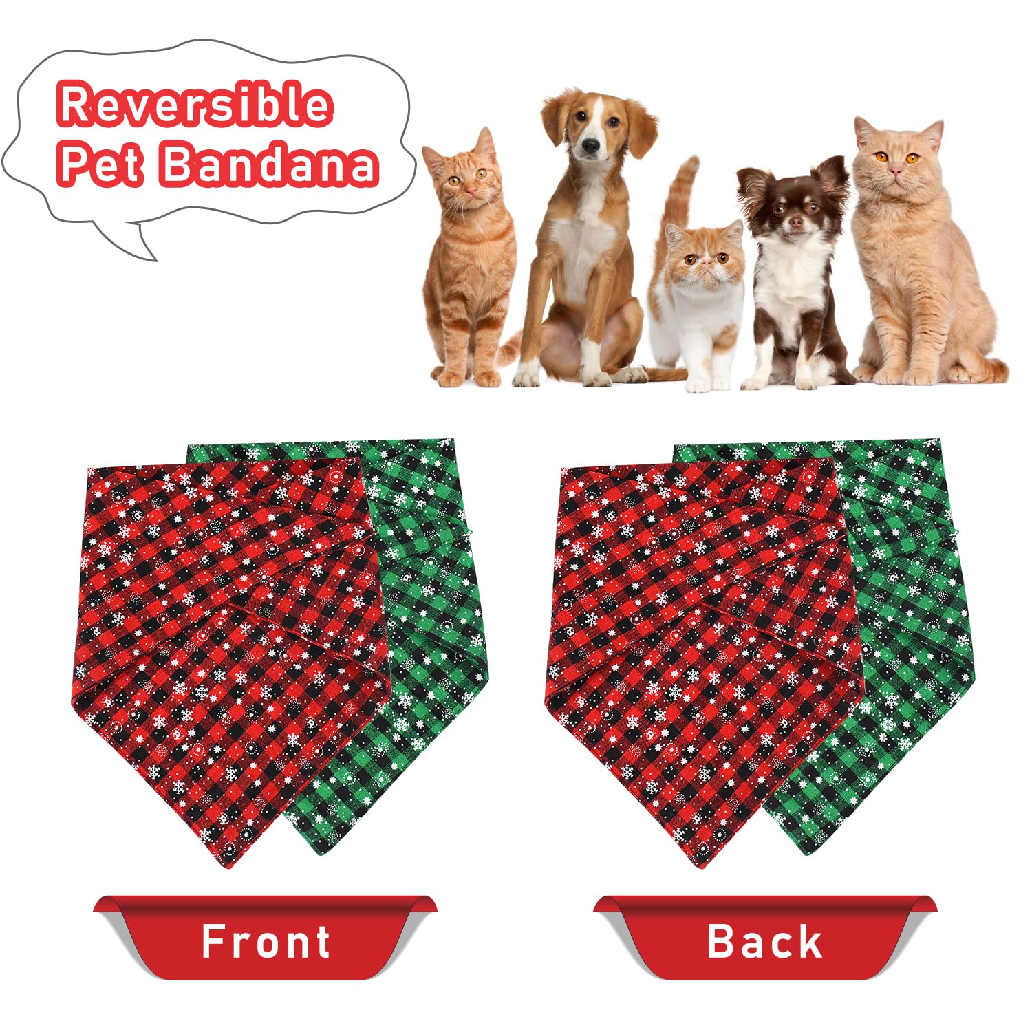 Malier two pack dog bandana set shown on pets for versatile styling