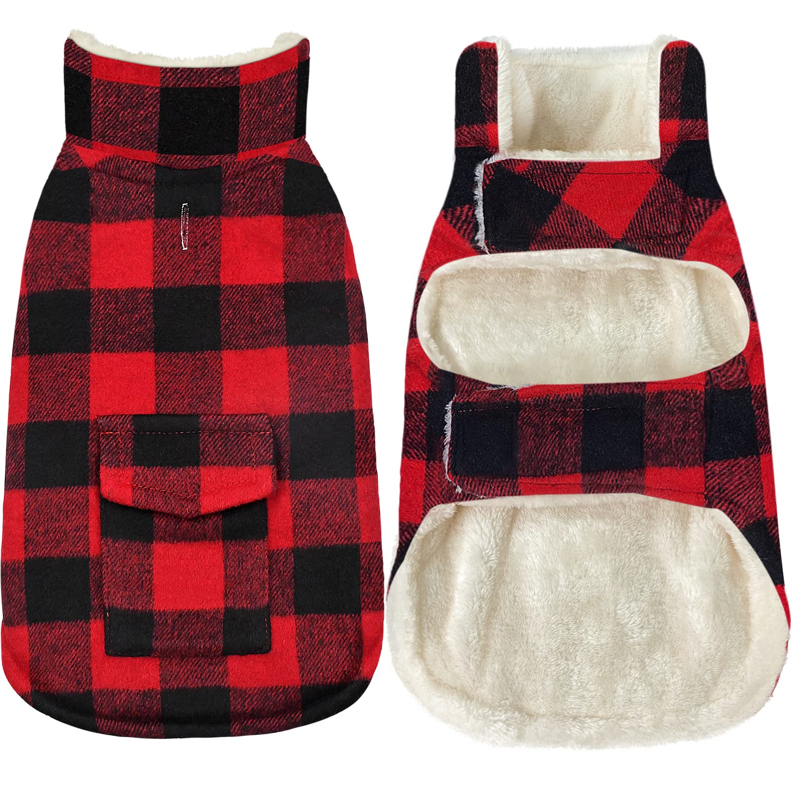 Malier winter coat for dogs plaid back view delivers full-coverage warmth for outings