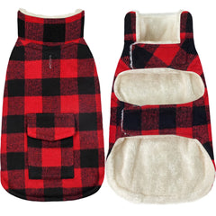 Malier winter coat for dogs plaid back view delivers full-coverage warmth for outings