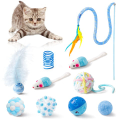 MALLMALL6 blue fluffy ball image for indoor cat play and stimulation