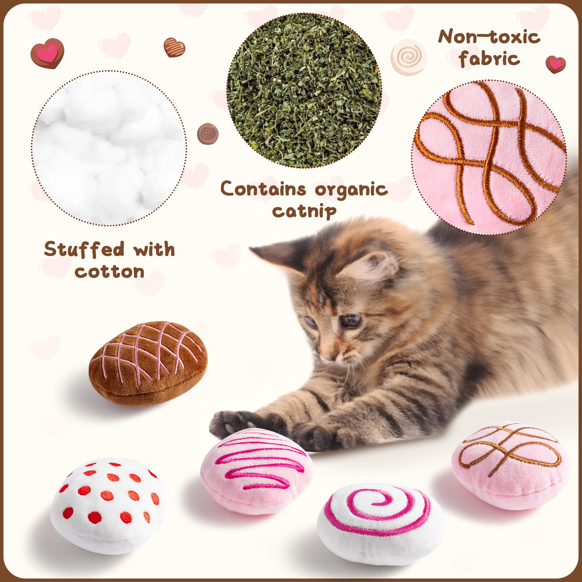 MALLMALL6 catnip toys chocolate truffles with soft cotton filling, safe, engaging play.