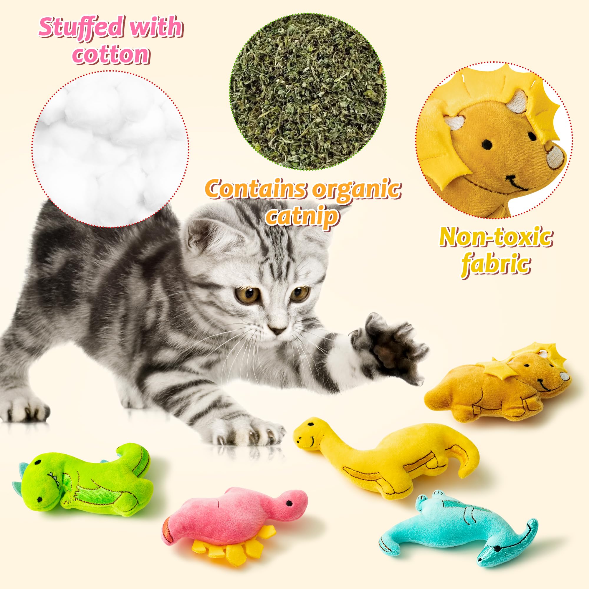 Mallmall6 catnip toy stegosaurus soft fabric eases boredom with playful chasing.