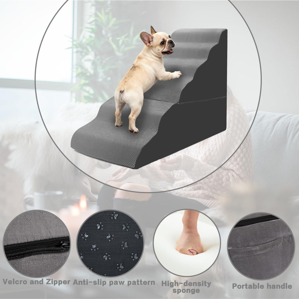 MALOROY dog stairs 2in1 design demonstrates dual-use for stairs and bed.