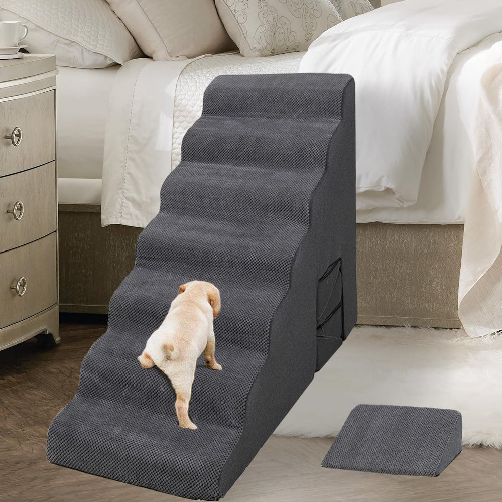 MALOROY dog stairs dog using stairs to bed demonstrates ease of access.