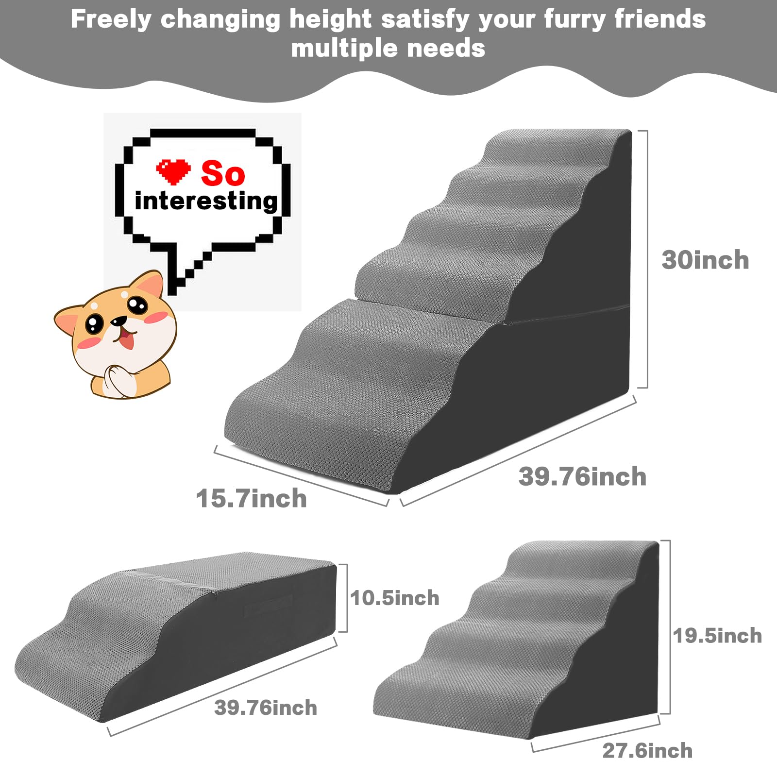 MALOROY dog stairs foam-core support keeps pets comfortable during ascent.
