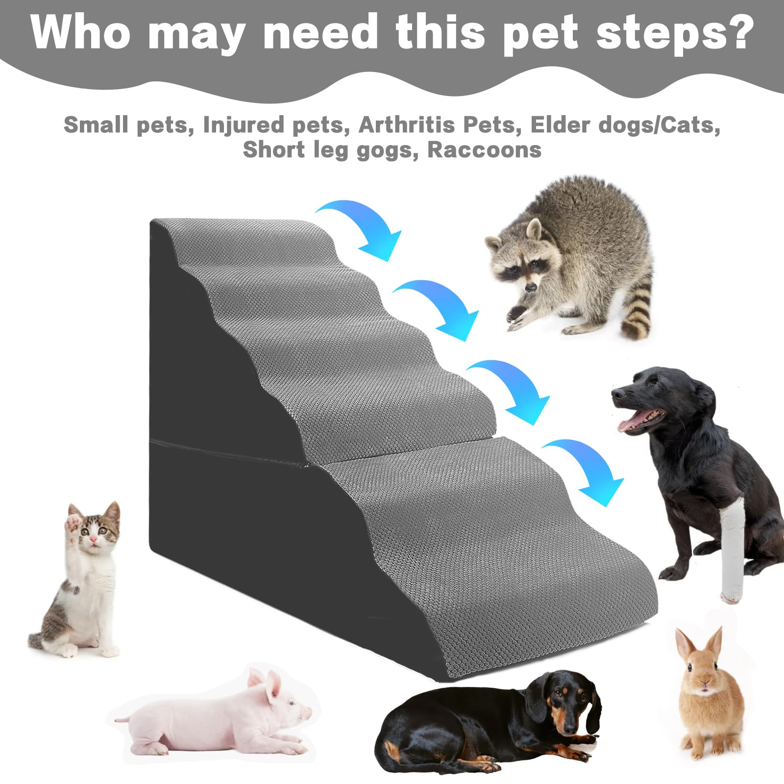 MALOROY dog stairs free installation text emphasizes easy setup.