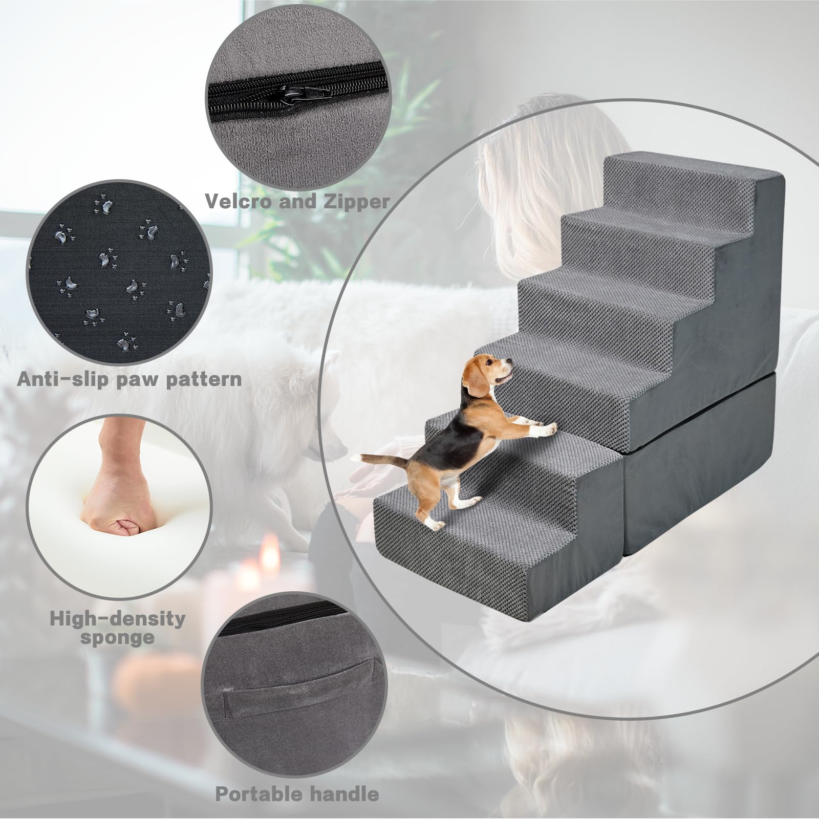 MALOROY dog steps silicone paw-print base boosts stability on floors