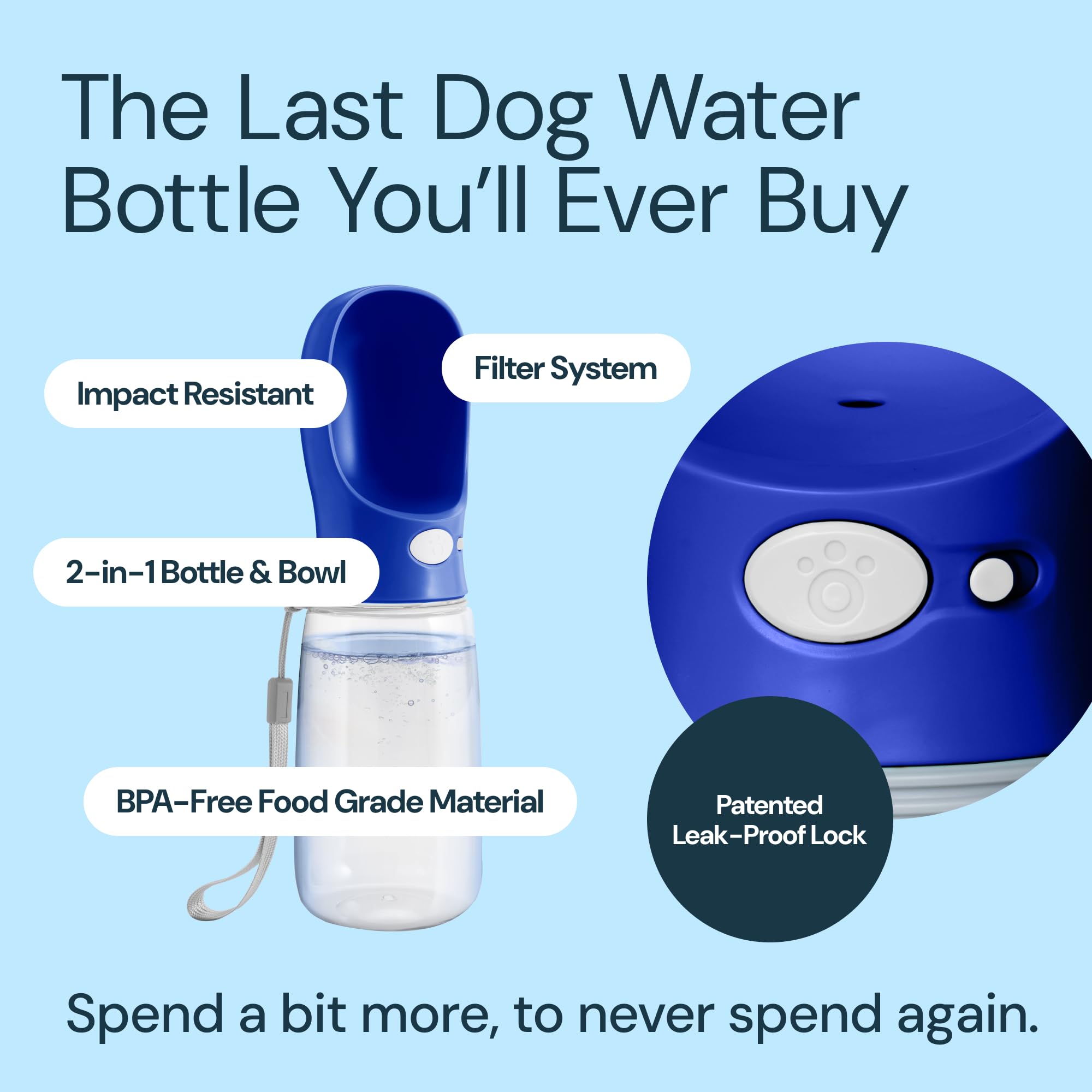 MalsiPree 19oz dog water bottle in use during outdoor adventure.