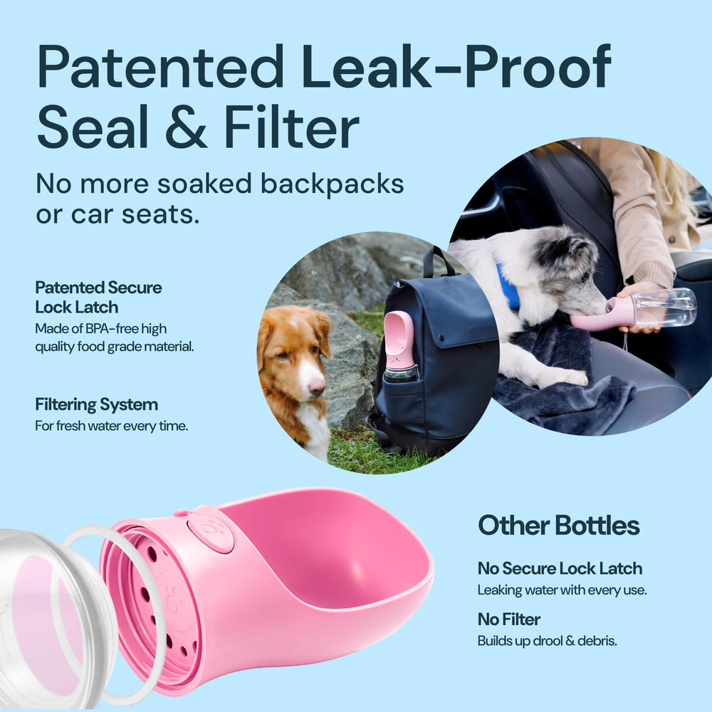 MalsiPree travel dog water bottle with leak-proof design for mess-free adventures.