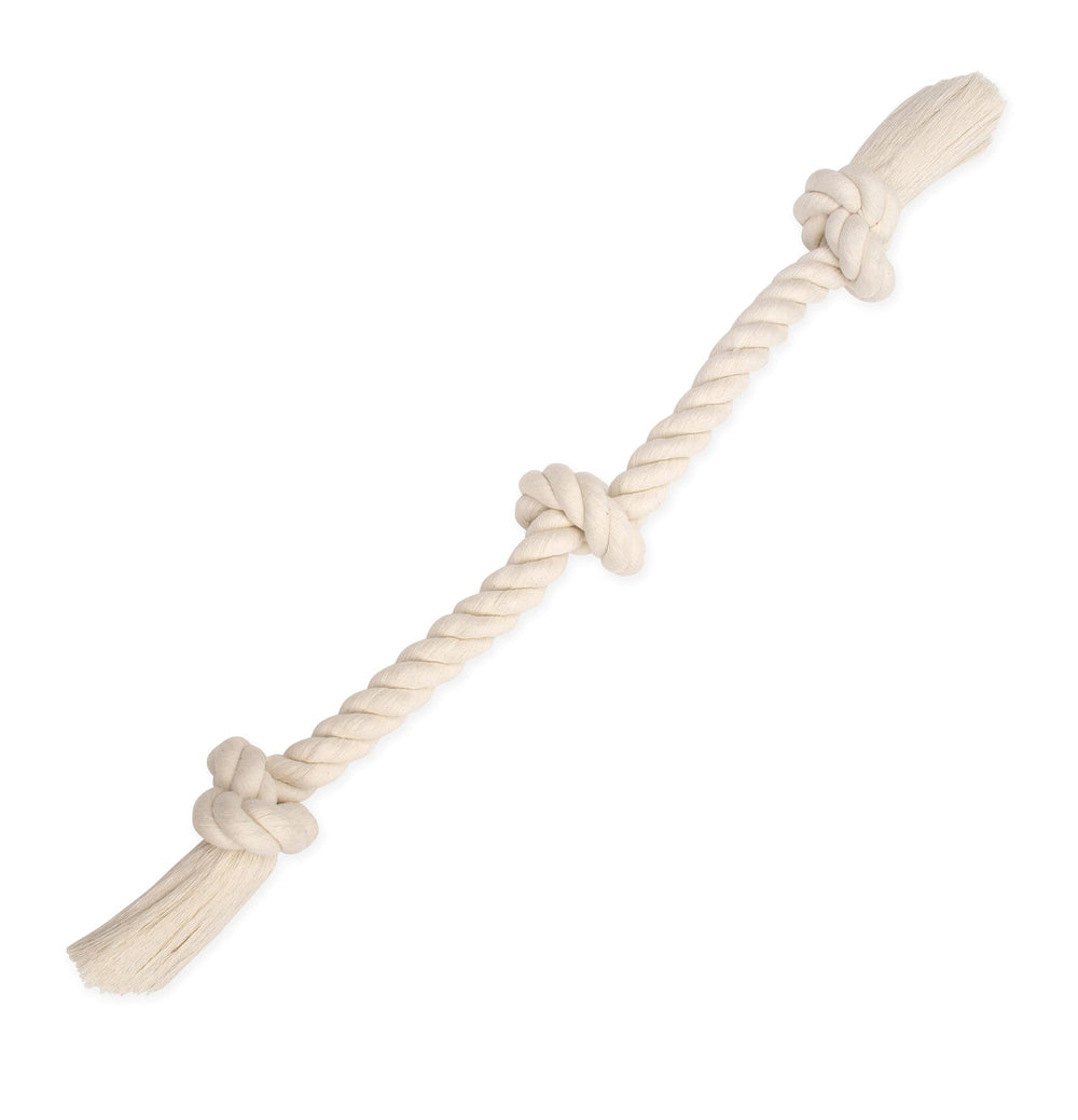 Mammoth Flossy Chews 3-knot rope tug, front view, durable interactive play for pups.