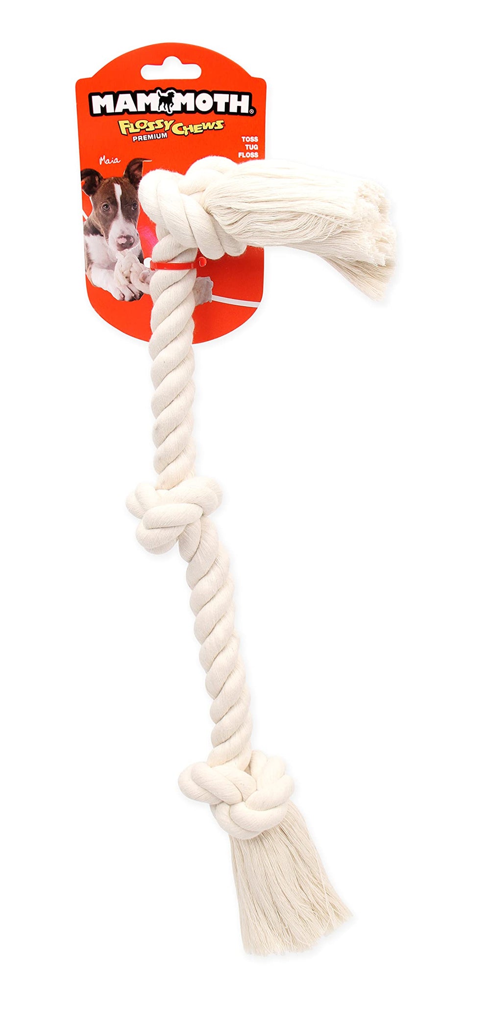 Mammoth Flossy Chews interactive-tug shot highlighting durability for chewers.