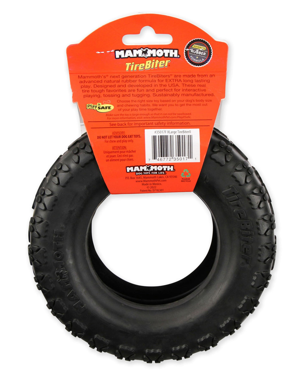 Mammoth TireBiterII manufactured in North America for premium dog toys.