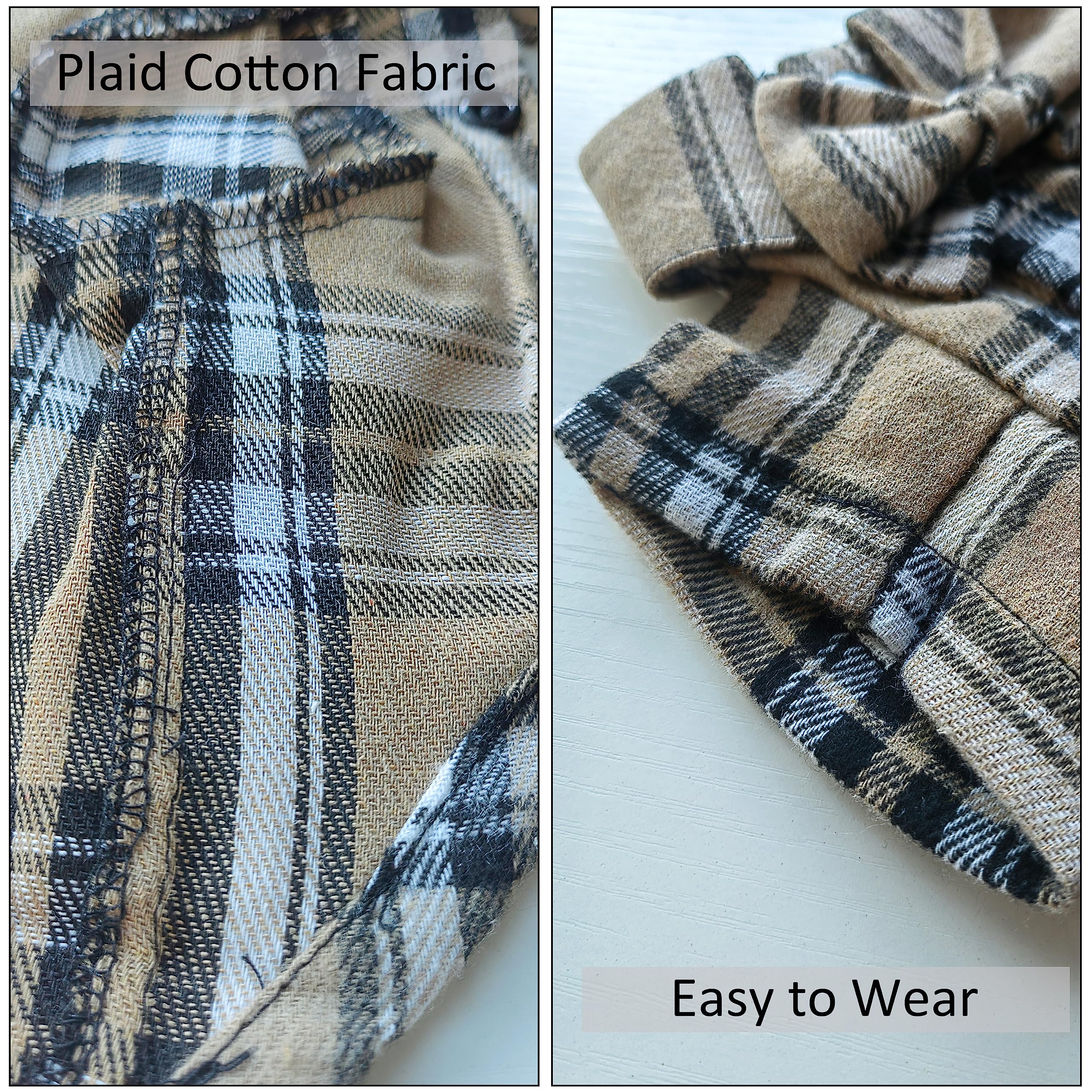 MAMORE plaid dog shirt close up reveals soft fabric texture and comfort.