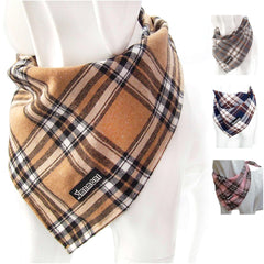 MAMORE soft-washable plaid bandana light khaki close-up shows breathable fabric for daily wear