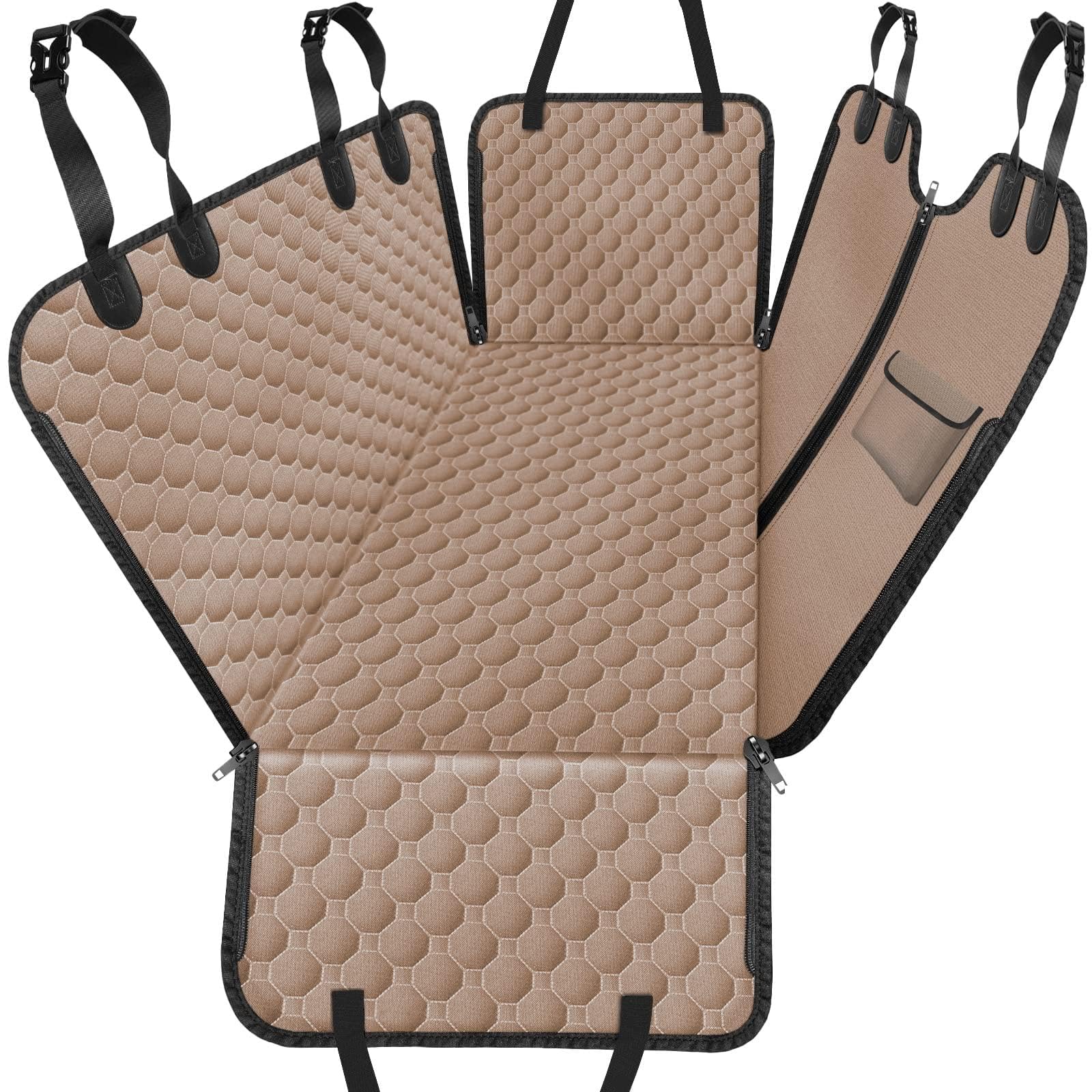 Mancro back seat cover full coverage keeps seats protected from fur and spills.